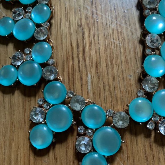 Blue and rhinestone beaded necklace - Picture 3 of 6